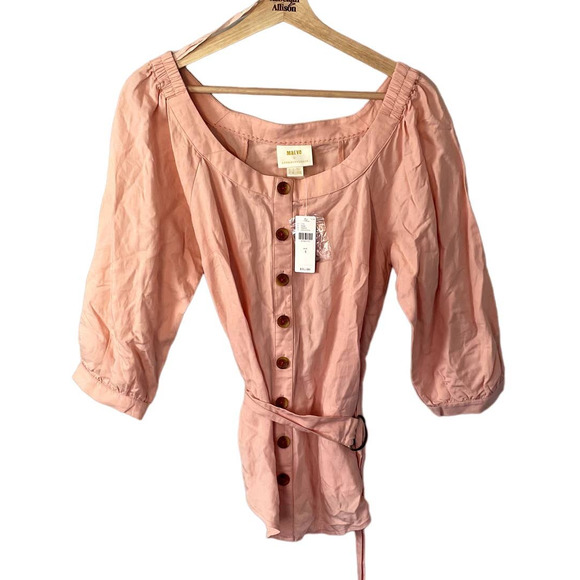 NWT Anthropologie Maeve Alanis Belted Button Top Shirt Blouse Women's Size 4 - Picture 4 of 16